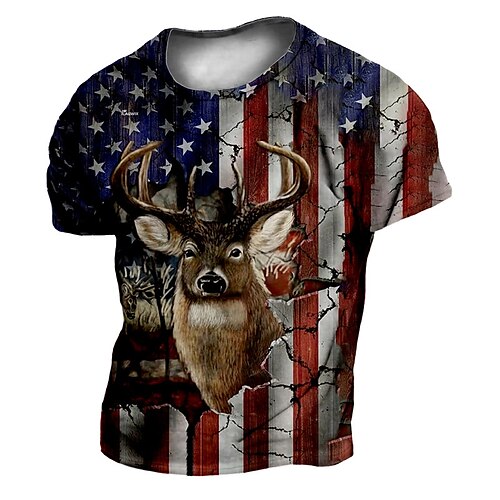 Men's Unisex T shirt 3D Print Graphic Deer American Flag Crew Neck Street Daily Print Short Sleeve Tops Casual Designer Big and Tall Sports Blue
Men's Unisex T shirt 3D Print Graphic Deer American Flag Crew Neck Street Daily Print Short Sleeve Tops Casual Designer Big and Tall Sports Blue
