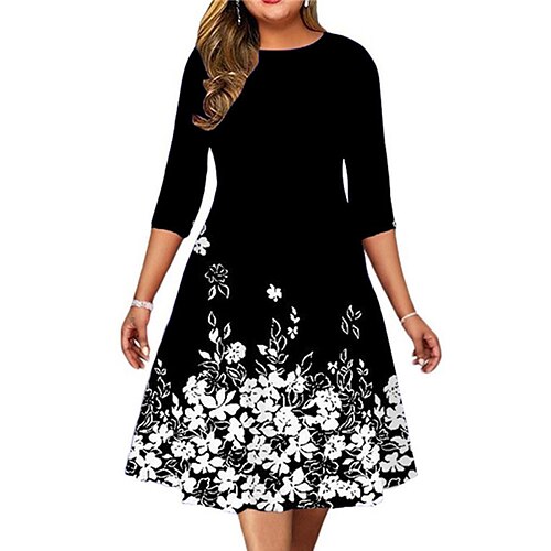 Women's Plus Size Casual Dress Floral Crew Neck Print 3/4 Length Sleeve Spring Fall Casual Midi Dress Causal Daily Dress
Women's Plus Size Casual Dress Floral Crew Neck Print 3/4 Length Sleeve Spring Fall Casual Midi Dress Causal Daily Dress