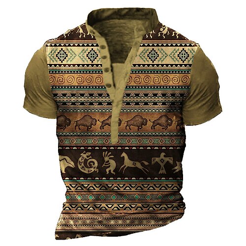 Men's Henley Shirt T shirt 3D Print Graphic Animal Stand Collar Street Casual Button-Down Print Short Sleeve Tops Basic Classic Comfortable Big and Tall Khaki
Men's Henley Shirt T shirt 3D Print Graphic Animal Stand Collar Street Casual Button-Down Print Short Sleeve Tops Basic Classic Comfortable Big and Tall Khaki