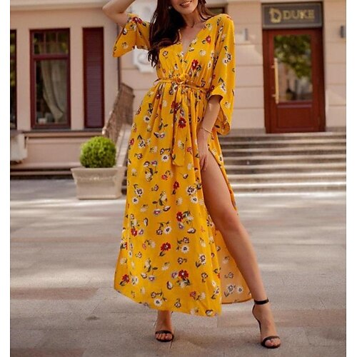 Women's A Line Dress Midi Dress Green Pink Yellow 3/4 Length Sleeve Floral Print Spring Summer V Neck Boho 2022 S M L XL XXL
Women's A Line Dress Midi Dress Green Pink Yellow 3/4 Length Sleeve Floral Print Spring Summer V Neck Boho 2022 S M L XL XXL