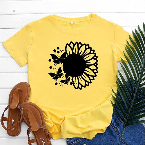 Women's Butterfly T shirt Cat Butterfly Sunflower Print Round Neck Basic Tops Green White Black
Women's Butterfly T shirt Cat Butterfly Sunflower Print Round Neck Basic Tops Green White Black
