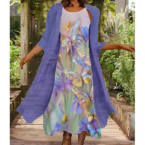 Women's Chiffon Dress Midi Dress Green Purple 3/4 Length Sleeve Print Print Fall Spring Crew Neck Casual Vacation 2022 M L XL 2XL 3XL 4XL
Women's Chiffon Dress Midi Dress Green Purple 3/4 Length Sleeve Print Print Fall Spring Crew Neck Casual Vacation 2022 M L XL 2XL 3XL 4XL