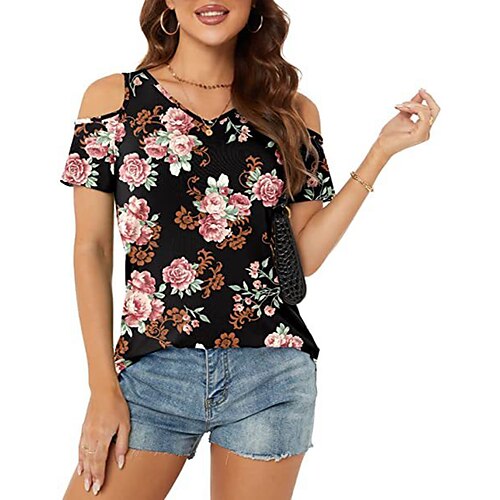 Women's Floral Theme T shirt Floral Tie Dye Leopard Cut Out Cold Shoulder Print V Neck Basic Tops Green Blue White
Women's Floral Theme T shirt Floral Tie Dye Leopard Cut Out Cold Shoulder Print V Neck Basic Tops Green Blue White