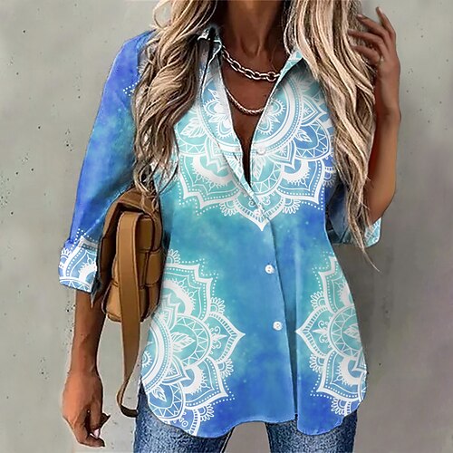 Women's Floral Theme Blouse Shirt Floral Button Print Shirt Collar Casual Streetwear Tops Blue Purple Pink / 3D Print
Women's Floral Theme Blouse Shirt Floral Button Print Shirt Collar Casual Streetwear Tops Blue Purple Pink / 3D Print
