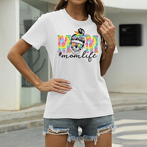 Women's T shirt Tee Green Blue Yellow Graphic Skull Print Short Sleeve Casual Going out Basic Round Neck Regular 100% Cotton S
Women's T shirt Tee Green Blue Yellow Graphic Skull Print Short Sleeve Casual Going out Basic Round Neck Regular 100% Cotton S