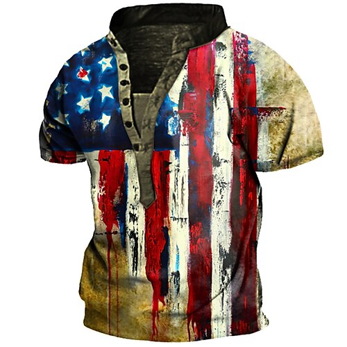 Men's Henley Shirt T shirt 3D Print Graphic National Flag Stand Collar Street Casual Button-Down Print Short Sleeve Tops Basic Fashion Classic Comfortable Red
Men's Henley Shirt T shirt 3D Print Graphic National Flag Stand Collar Street Casual Button-Down Print Short Sleeve Tops Basic Fashion Classic Comfortable Red