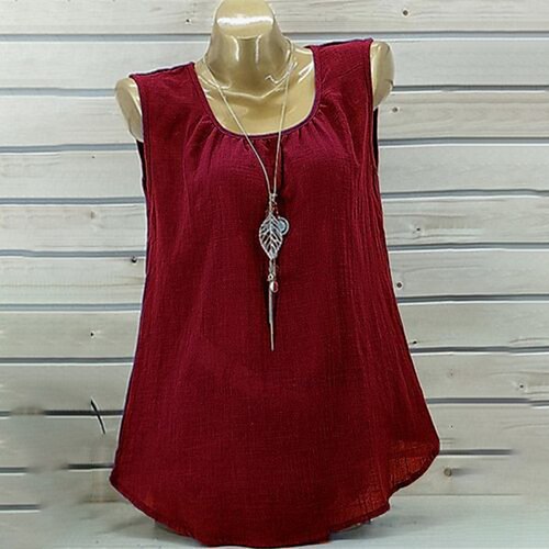 Women's Plus Size Tops Blouse T shirt Tee Plain Ruched Sleeveless Crewneck Streetwear Daily Vacation Linen Spring Summer Black Purple
Women's Plus Size Tops Blouse T shirt Tee Plain Ruched Sleeveless Crewneck Streetwear Daily Vacation Linen Spring Summer Black Purple