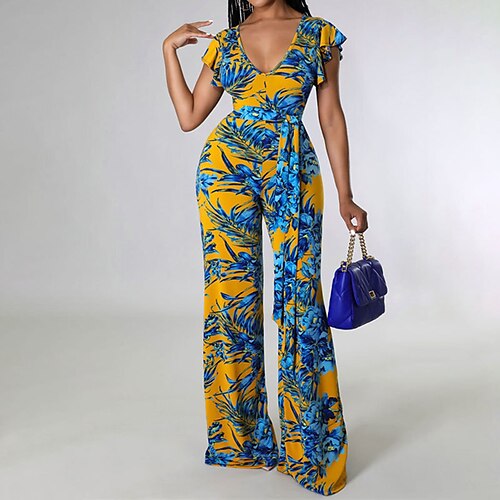 Damen Jumpsuit mit Schnürung Hohe Taillenlinie Blumen V Ausschnitt Strassenmode Elegant Party Arbeit Regular Fit Kurzarm Gelb S M L XL Frühling / Bedruckt
Damen Jumpsuit mit Schnürung Hohe Taillenlinie Blumen V Ausschnitt Strassenmode Elegant Party Arbeit Regular Fit Kurzarm Gelb S M L XL Frühling / Bedruckt