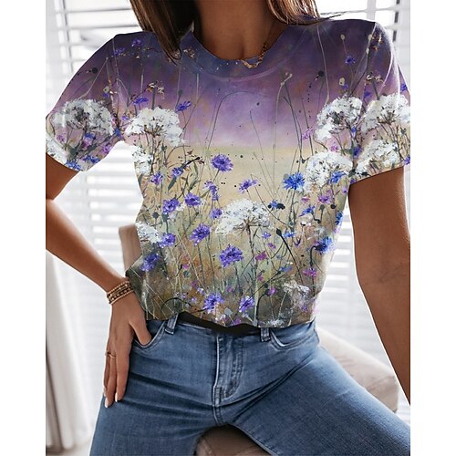 Women's Floral Theme Painting T shirt Floral Print Round Neck Basic Tops Yellow / 3D Print
Women's Floral Theme Painting T shirt Floral Print Round Neck Basic Tops Yellow / 3D Print