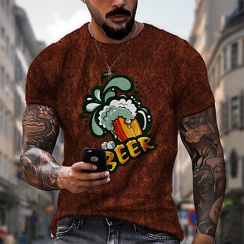 Men's T shirt 3D Print Graphic Beer Crew Neck Casual Daily Print Short Sleeve Tops Fashion Vintage Designer Big and Tall Red
Men's T shirt 3D Print Graphic Beer Crew Neck Casual Daily Print Short Sleeve Tops Fashion Vintage Designer Big and Tall Red