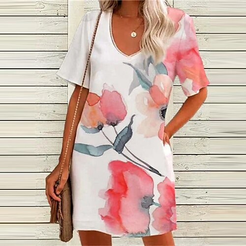 Women's Shift Dress Knee Length Dress Pink Short Sleeve Floral Pocket Print Spring Summer V Neck Casual 2022 S M L XL XXL 3XL
Women's Shift Dress Knee Length Dress Pink Short Sleeve Floral Pocket Print Spring Summer V Neck Casual 2022 S M L XL XXL 3XL