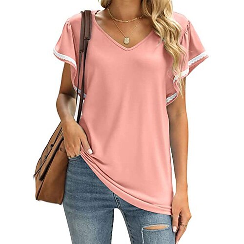 women's clothing summer tops solid color v-neck ruffle sleeves loose casual t-shirts
women's clothing summer tops solid color v-neck ruffle sleeves loose casual t-shirts