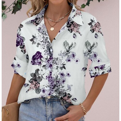 Women's Floral Theme Blouse Shirt Graphic Flower Print Shirt Collar Casual Tops Green Blue Red / 3D Print
Women's Floral Theme Blouse Shirt Graphic Flower Print Shirt Collar Casual Tops Green Blue Red / 3D Print