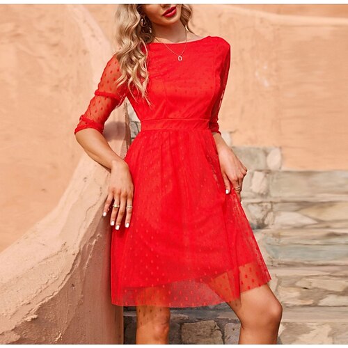 Women's A Line Dress Short Mini Dress Red Long Sleeve Polka Dot Backless Mesh Patchwork Summer Crew Neck Stylish Work Casual 2022 S M L XL
Women's A Line Dress Short Mini Dress Red Long Sleeve Polka Dot Backless Mesh Patchwork Summer Crew Neck Stylish Work Casual 2022 S M L XL