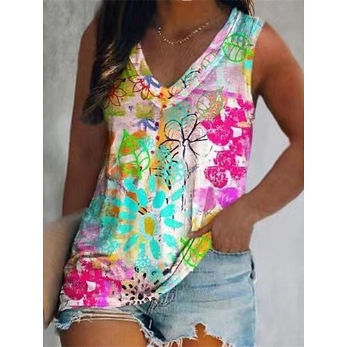 Women's Plus Size Tops T shirt Floral Butterfly Print Sleeveless V Neck Streetwear Daily Going out Polyester Spring Summer Blue Pink
Women's Plus Size Tops T shirt Floral Butterfly Print Sleeveless V Neck Streetwear Daily Going out Polyester Spring Summer Blue Pink