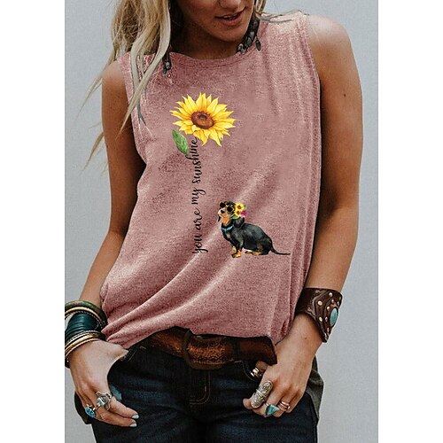 Women's Tank Top Floral Dog Sunflower Print Round Neck Basic Tops Blue Purple Pink
Women's Tank Top Floral Dog Sunflower Print Round Neck Basic Tops Blue Purple Pink