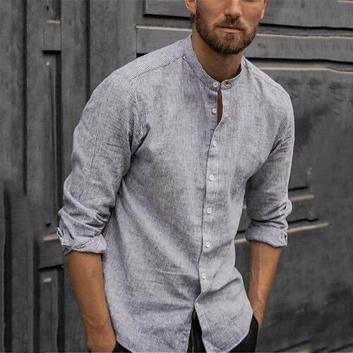 Men's Shirt Striped Collar Street Casual Button-Down Long Sleeve Tops Fashion Classic Comfortable Big and Tall Gray
Men's Shirt Striped Collar Street Casual Button-Down Long Sleeve Tops Fashion Classic Comfortable Big and Tall Gray