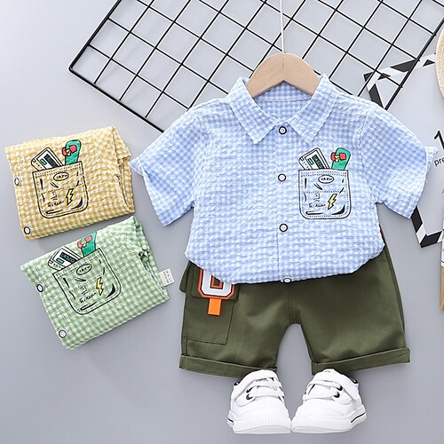 Kids Boys Shirt Shorts Clothing Set 2 Pieces Short Sleeve Green Blue Yellow Cartoon Plaid Ruched Print Street Outdoor Active Daily Regular 1-5 Years
Kids Boys Shirt Shorts Clothing Set 2 Pieces Short Sleeve Green Blue Yellow Cartoon Plaid Ruched Print Street Outdoor Active Daily Regular 1-5 Years