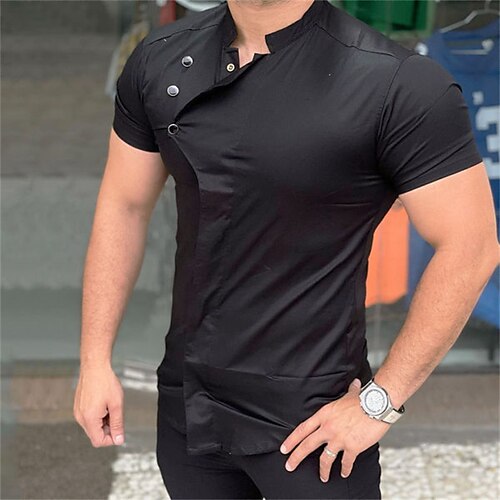 Men's Shirt Solid Color Stand Collar Street Casual Button-Down Short Sleeve Tops Casual Fashion Breathable Comfortable Black
Men's Shirt Solid Color Stand Collar Street Casual Button-Down Short Sleeve Tops Casual Fashion Breathable Comfortable Black