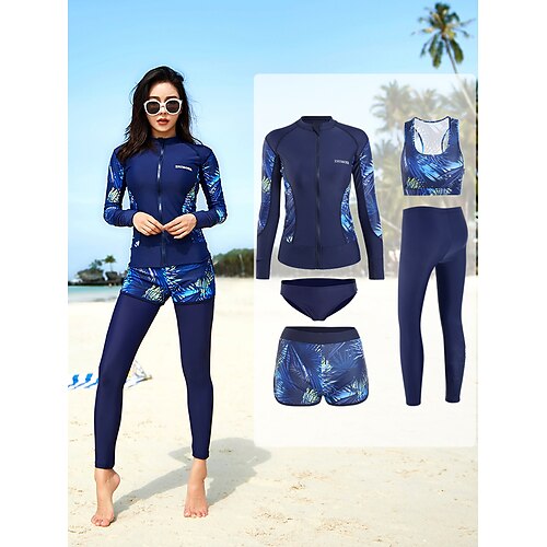 Women's Rash Guard Rash guard Swimsuit UV Sun Protection UPF50 Breathable Long Sleeve Swimwear Bathing Suit Front Zip 5-Piece Swimming Surfing Snorkeling Beach Printed Autumn / Fall Spring Summer
Women's Rash Guard Rash guard Swimsuit UV Sun Protection UPF50 Breathable Long Sleeve Swimwear Bathing Suit Front Zip 5-Piece Swimming Surfing Snorkeling Beach Printed Autumn / Fall Spring Summer
