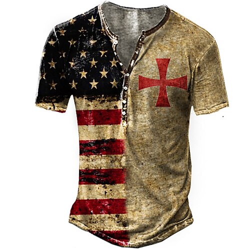 Men's Henley Shirt T shirt 3D Print Graphic National Flag Henley Street Casual Button-Down Print Short Sleeve Tops Basic Fashion Classic Comfortable Khaki
Men's Henley Shirt T shirt 3D Print Graphic National Flag Henley Street Casual Button-Down Print Short Sleeve Tops Basic Fashion Classic Comfortable Khaki