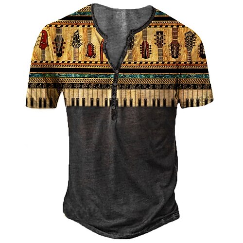 Men's Henley Shirt T shirt 3D Print Graphic Color Block Tribal Henley Street Casual Button-Down Print Short Sleeve Tops Basic Classic Comfortable Big and Tall Coffee
Men's Henley Shirt T shirt 3D Print Graphic Color Block Tribal Henley Street Casual Button-Down Print Short Sleeve Tops Basic Classic Comfortable Big and Tall Coffee