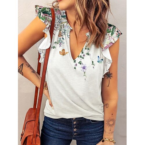 Women's Floral Theme Tank Top Floral Ruffle Print V Neck Basic Tops White / 3D Print
Women's Floral Theme Tank Top Floral Ruffle Print V Neck Basic Tops White / 3D Print