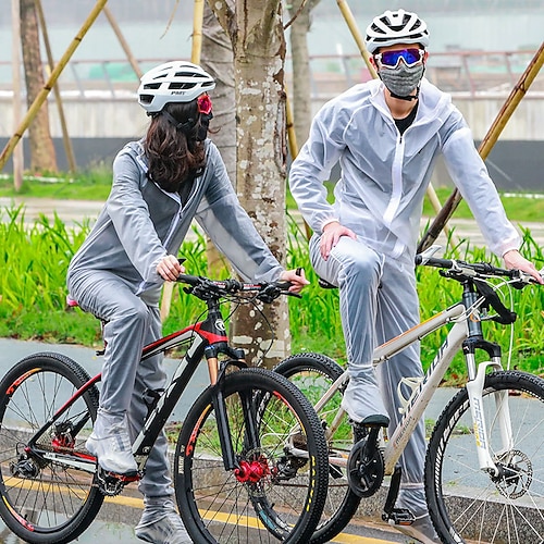 

Men's Windbreaker Cycling Jacket with Pants Rain Jacket Reflective Windproof Rain Waterproof Quick Dry Bike Jacket Windbreaker Mountain Bike MTB Road Bike Cycling City Bike Cycling White Grey Bike