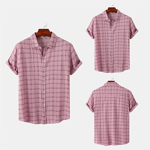 Men's Shirt Striped Plaid Turndown Street Casual Button-Down Print Short Sleeve Tops Casual Fashion Streetwear Cool White Pink
Men's Shirt Striped Plaid Turndown Street Casual Button-Down Print Short Sleeve Tops Casual Fashion Streetwear Cool White Pink
