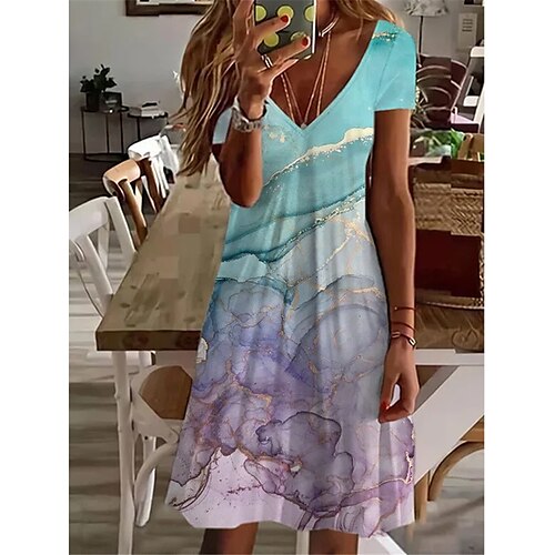 Women's Casual Dress Midi Dress Rainbow Short Sleeve Color Gradient Patchwork Spring Summer V Neck 2022 S M L XL XXL
Women's Casual Dress Midi Dress Rainbow Short Sleeve Color Gradient Patchwork Spring Summer V Neck 2022 S M L XL XXL