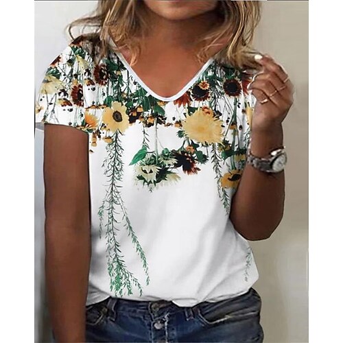 Women's Plus Size Tops T shirt Floral Print Short Sleeve V Neck Streetwear Daily Going out Polyester Spring Summer White
Women's Plus Size Tops T shirt Floral Print Short Sleeve V Neck Streetwear Daily Going out Polyester Spring Summer White
