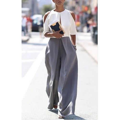 Women's Jumpsuit Color Block Crew Neck Casual Daily Weekend Straight Regular Fit Half Sleeve White S M L Spring
Women's Jumpsuit Color Block Crew Neck Casual Daily Weekend Straight Regular Fit Half Sleeve White S M L Spring