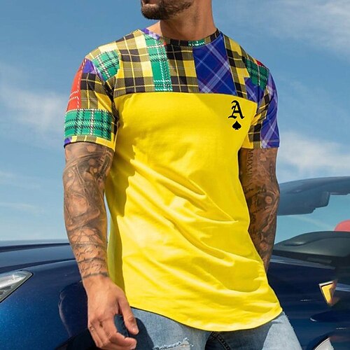 Men's Unisex T shirt 3D Print Plaid Graphic Crew Neck Street Daily Print Short Sleeve Tops Casual Designer Big and Tall Sports Yellow
Men's Unisex T shirt 3D Print Plaid Graphic Crew Neck Street Daily Print Short Sleeve Tops Casual Designer Big and Tall Sports Yellow