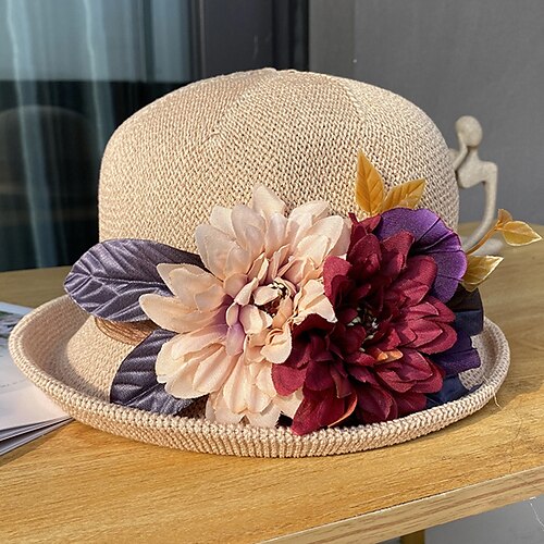 Kentucky Derby Hat Hats Acrylic / Cotton Straw Bucket Hat Straw Hat Sun Hat Casual Holiday Vintage Style With Appliques Headpiece Headwear
Kentucky Derby Hat Hats Acrylic / Cotton Straw Bucket Hat Straw Hat Sun Hat Casual Holiday Vintage Style With Appliques Headpiece Headwear