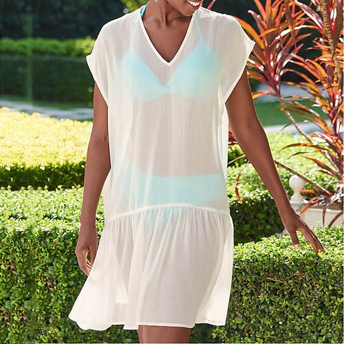 Women's Swimwear Cover Up Beach Dress Normal Swimsuit Mesh Pure Color White Black V Wire Bathing Suits New Vacation Fashion / Sexy / Modern
Women's Swimwear Cover Up Beach Dress Normal Swimsuit Mesh Pure Color White Black V Wire Bathing Suits New Vacation Fashion / Sexy / Modern