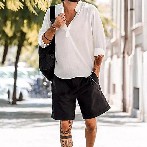 Men's Shirt Solid Color Stand Collar Street Casual Button-Down Long Sleeve Tops Casual Fashion Breathable Comfortable White
Men's Shirt Solid Color Stand Collar Street Casual Button-Down Long Sleeve Tops Casual Fashion Breathable Comfortable White