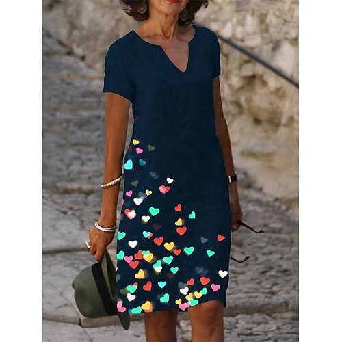Women's A Line Dress Knee Length Dress Green Blue Black Short Sleeve Heart Print Spring Summer V Neck Personalized Linen S M L XL XXL 3XL / 3D Print
Women's A Line Dress Knee Length Dress Green Blue Black Short Sleeve Heart Print Spring Summer V Neck Personalized Linen S M L XL XXL 3XL / 3D Print