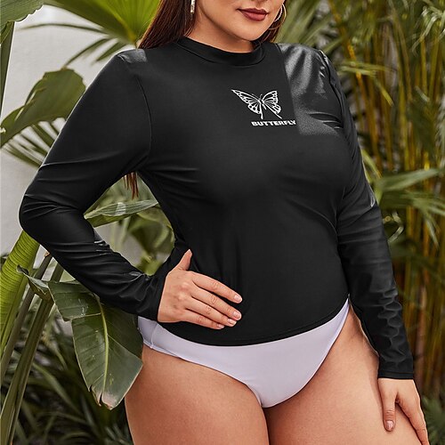 Women's Swimwear Rash Guard Diving 2 Piece Plus Size Swimsuit Printing for Big Busts Butterfly Letter Black T shirt Tee High Neck Bathing Suits New Vacation Fashion / Modern / Animal / Padded Bras
Women's Swimwear Rash Guard Diving 2 Piece Plus Size Swimsuit Printing for Big Busts Butterfly Letter Black T shirt Tee High Neck Bathing Suits New Vacation Fashion / Modern / Animal / Padded Bras