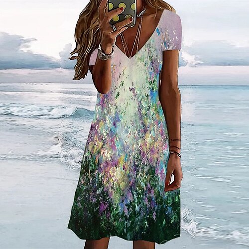 Women's Casual Dress Shift Dress Mini Dress Purple Gray Short Sleeve Floral Print Spring Summer V Neck 2022 S M L XL XXL 3XL
Women's Casual Dress Shift Dress Mini Dress Purple Gray Short Sleeve Floral Print Spring Summer V Neck 2022 S M L XL XXL 3XL