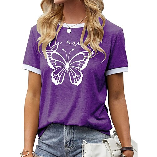 Women's Butterfly T shirt Graphic Butterfly Letter Patchwork Print Round Neck Basic Tops Green Blue Black
Women's Butterfly T shirt Graphic Butterfly Letter Patchwork Print Round Neck Basic Tops Green Blue Black