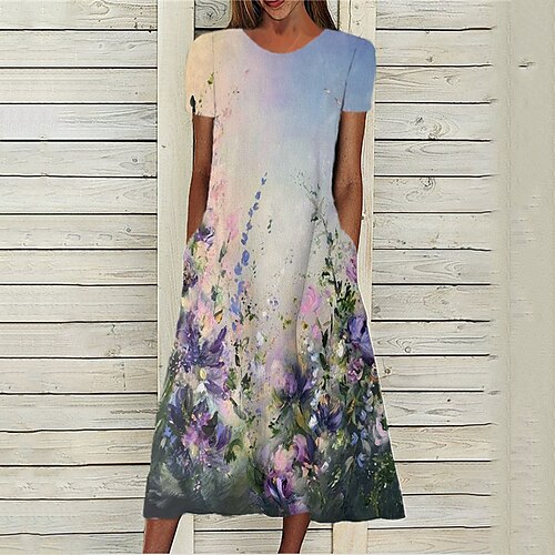 Women's A Line Dress Midi Dress Blue Short Sleeve Floral Pocket Print Spring Summer Round Neck Stylish Casual Modern 2022 S M L XL XXL 3XL
Women's A Line Dress Midi Dress Blue Short Sleeve Floral Pocket Print Spring Summer Round Neck Stylish Casual Modern 2022 S M L XL XXL 3XL