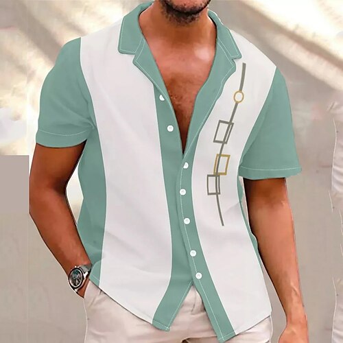 Men's Shirt Color Block Turndown Street Casual Button-Down Short Sleeve Tops Casual Fashion Breathable Comfortable Green / White
Men's Shirt Color Block Turndown Street Casual Button-Down Short Sleeve Tops Casual Fashion Breathable Comfortable Green / White