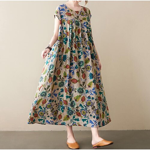 Women's Casual Dress Long Dress Maxi Dress Green Blue Yellow Short Sleeve Floral Print Spring Summer Crew Neck Loose Fit Linen One-Size
Women's Casual Dress Long Dress Maxi Dress Green Blue Yellow Short Sleeve Floral Print Spring Summer Crew Neck Loose Fit Linen One-Size