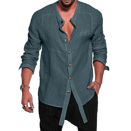 Men's Shirt Solid Color Stand Collar Street Casual Button-Down Long Sleeve Tops Casual Fashion Breathable Comfortable Green Blue Black
Men's Shirt Solid Color Stand Collar Street Casual Button-Down Long Sleeve Tops Casual Fashion Breathable Comfortable Green Blue Black