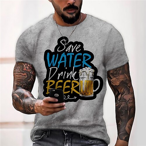 Men's Unisex T shirt 3D Print Graphic Prints Beer Letter Crew Neck Street Daily Print Short Sleeve Tops Casual Designer Big and Tall Sports Gray
Men's Unisex T shirt 3D Print Graphic Prints Beer Letter Crew Neck Street Daily Print Short Sleeve Tops Casual Designer Big and Tall Sports Gray
