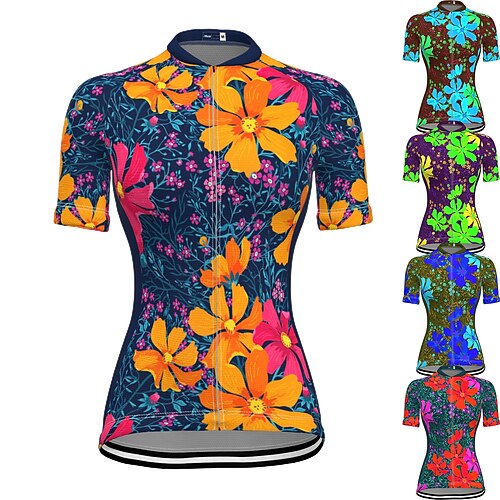 21Grams Women's Cycling Jersey Short Sleeve Bike Top with 3 Rear Pockets Mountain Bike MTB Road Bike Cycling Breathable Quick Dry Moisture Wicking Reflective Strips Green Sky Blue Dark Blue Floral
21Grams Women's Cycling Jersey Short Sleeve Bike Top with 3 Rear Pockets Mountain Bike MTB Road Bike Cycling Breathable Quick Dry Moisture Wicking Reflective Strips Green Sky Blue Dark Blue Floral