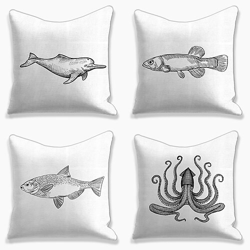 Seafood Double Side Cushion Cover 4PC Soft Decorative Square Throw Pillow Cover Cushion Case Pillowcase for Sofa Bedroom Superior Quality Mashine Washable
Seafood Double Side Cushion Cover 4PC Soft Decorative Square Throw Pillow Cover Cushion Case Pillowcase for Sofa Bedroom Superior Quality Mashine Washable