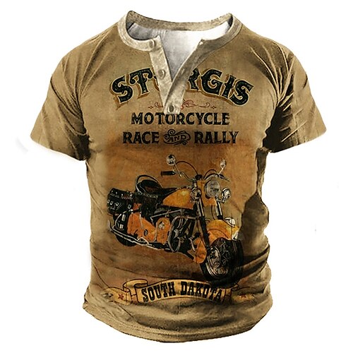 Men's Henley Shirt T shirt 3D Print Graphic Motorcycle Letter Henley Street Casual Button-Down Print Short Sleeve Tops Basic Fashion Classic Comfortable Khaki
Men's Henley Shirt T shirt 3D Print Graphic Motorcycle Letter Henley Street Casual Button-Down Print Short Sleeve Tops Basic Fashion Classic Comfortable Khaki