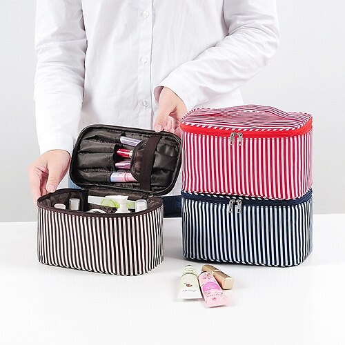 Striped Cosmetic Bag Portable Cosmetic Storage Bag Travel Portable Large-capacity Square Wash Bag
Striped Cosmetic Bag Portable Cosmetic Storage Bag Travel Portable Large-capacity Square Wash Bag