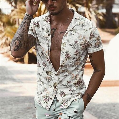 Men's Shirt Floral Turndown Street Casual Button-Down Short Sleeve Tops Casual Fashion Breathable Comfortable White
Men's Shirt Floral Turndown Street Casual Button-Down Short Sleeve Tops Casual Fashion Breathable Comfortable White